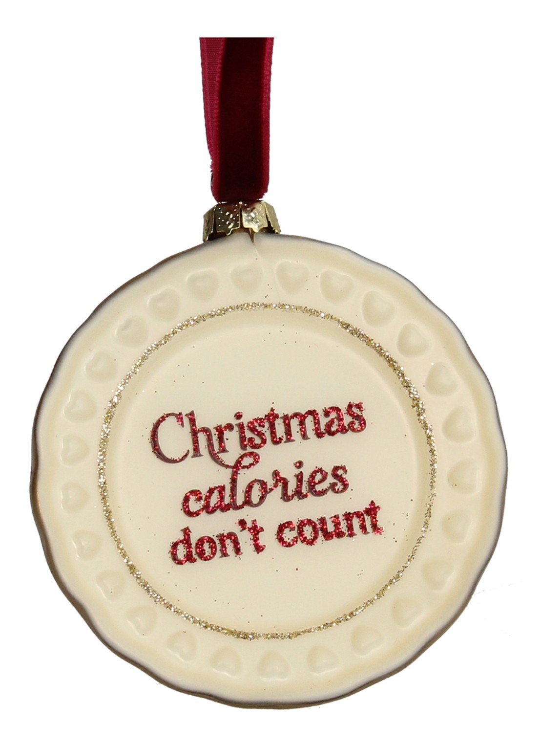Kersten Calories Don't Count kersthanger 8,5 cm - voorkant 2 rood