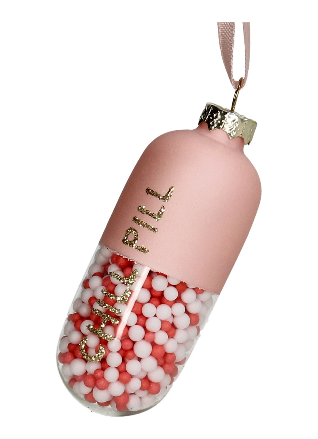 Kersten Chill Pill kersthanger 8 cm - voorkant roze
