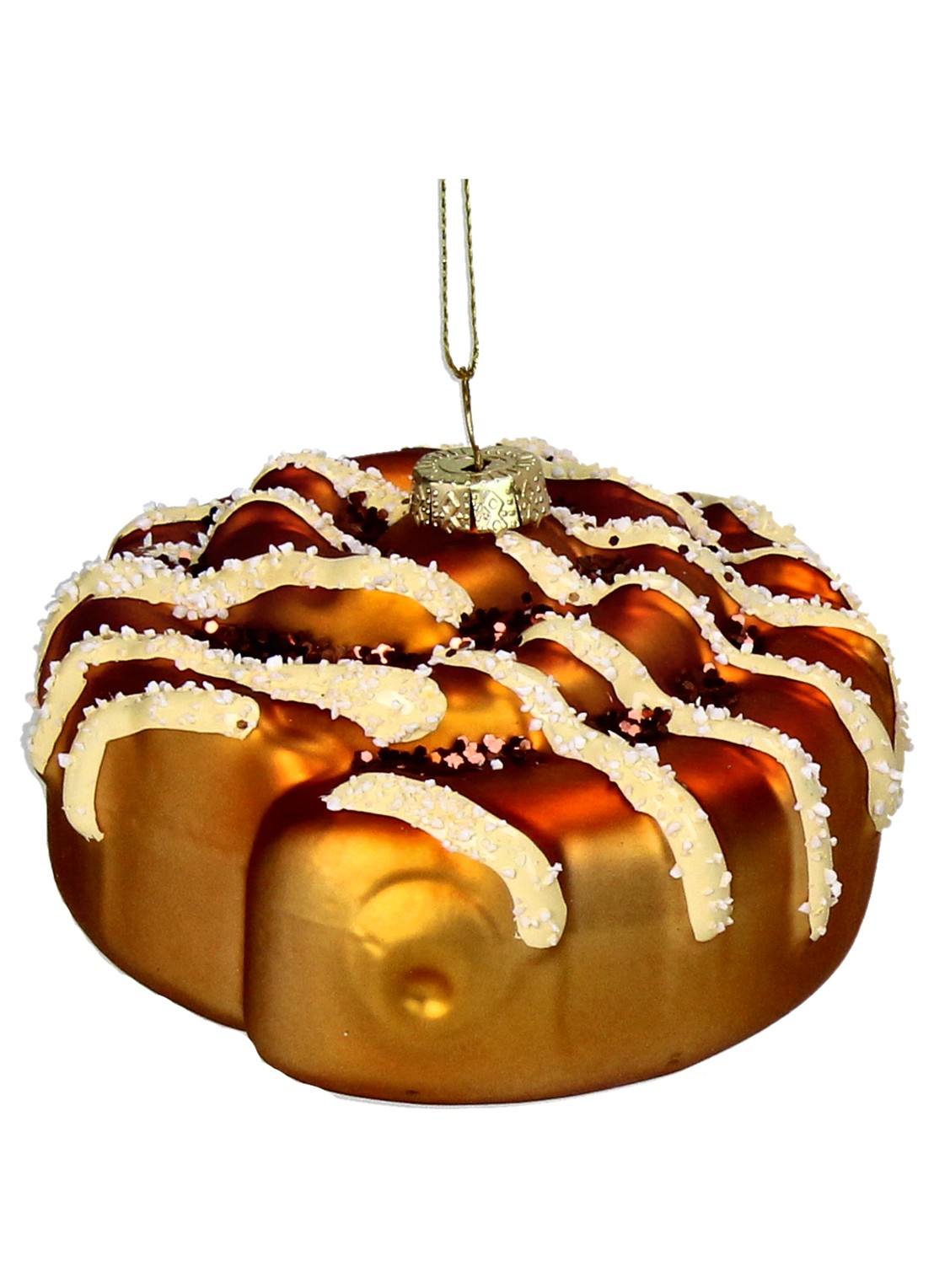 Kersten Cinnamon Roll kersthanger 8,3 cm - voorkant bruin
