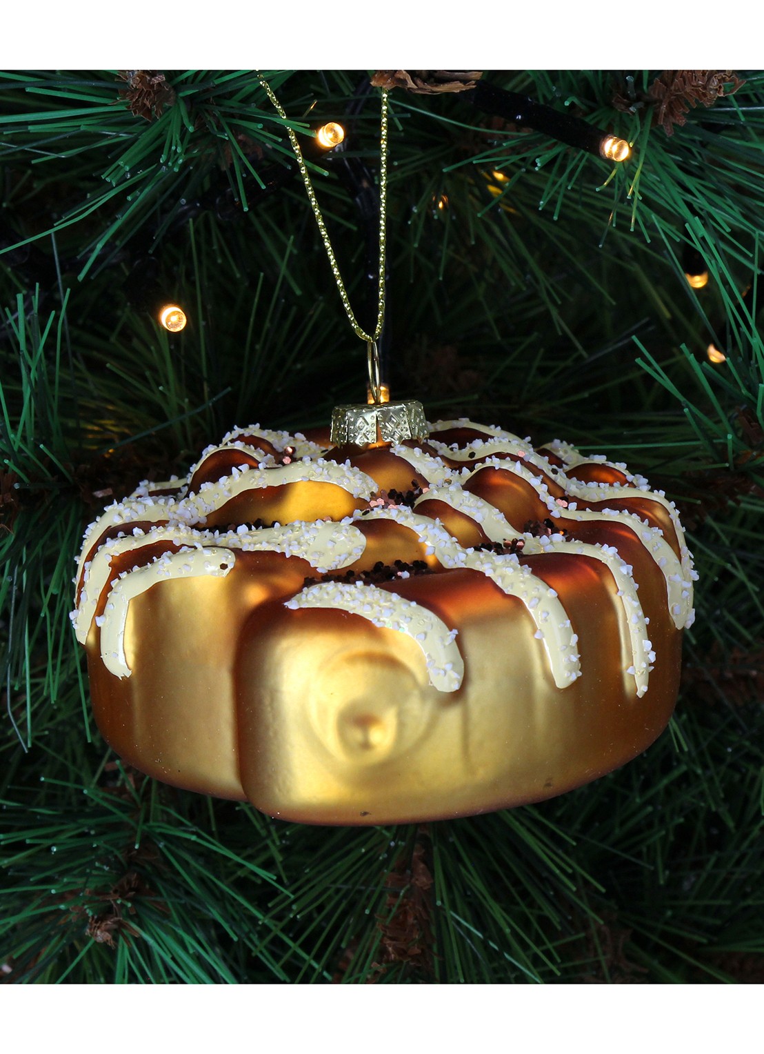 Kersten Cinnamon Roll kersthanger 8,3 cm - voorkant 2 bruin