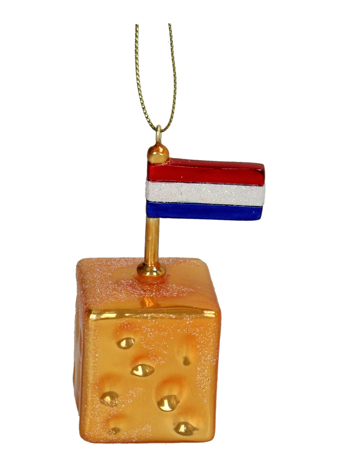 Kersten Hollandse Kaas kersthanger 8 cm - voorkant geel