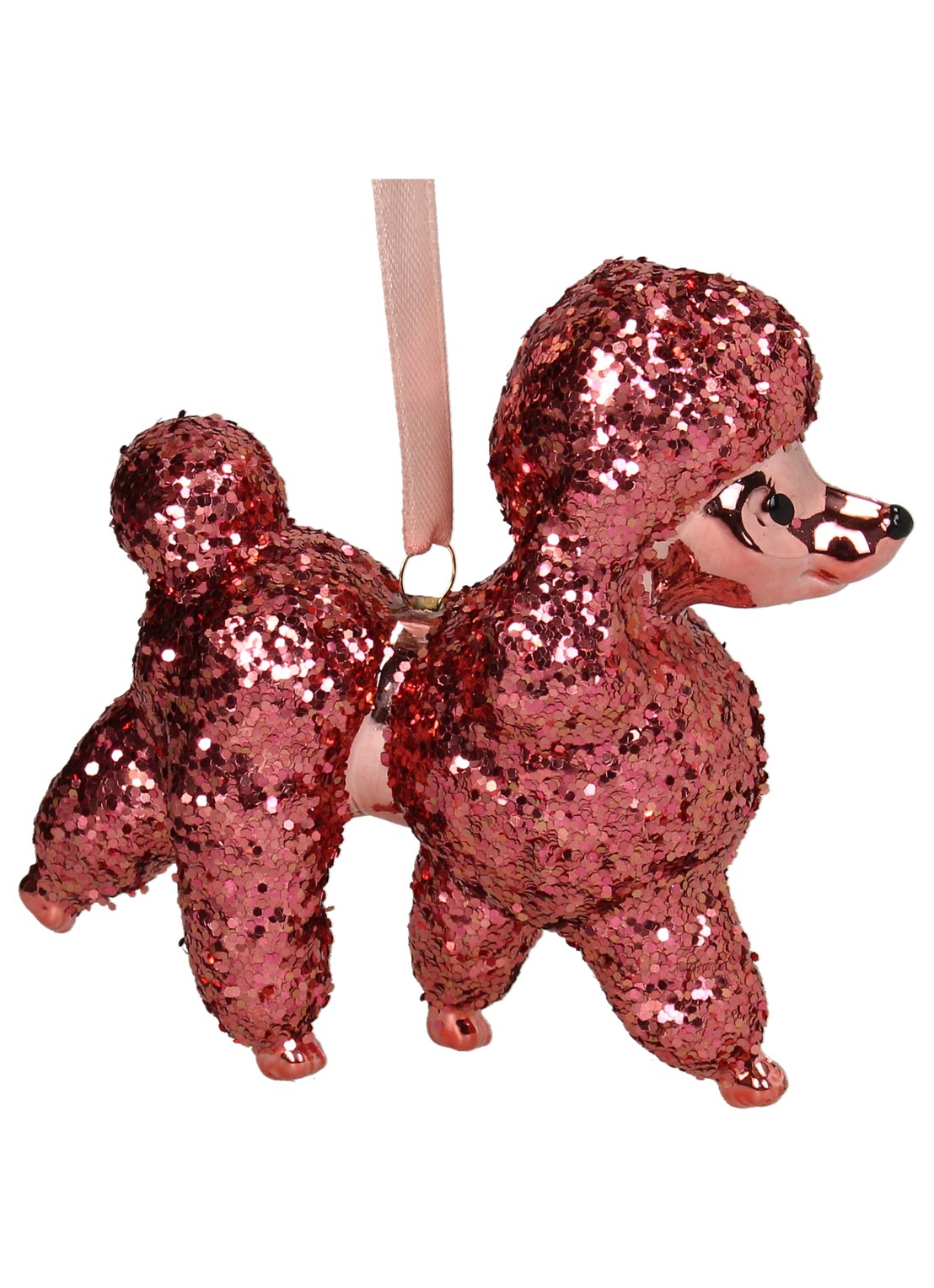 Kersten Poedel kersthanger 9,5 cm - voorkant roze