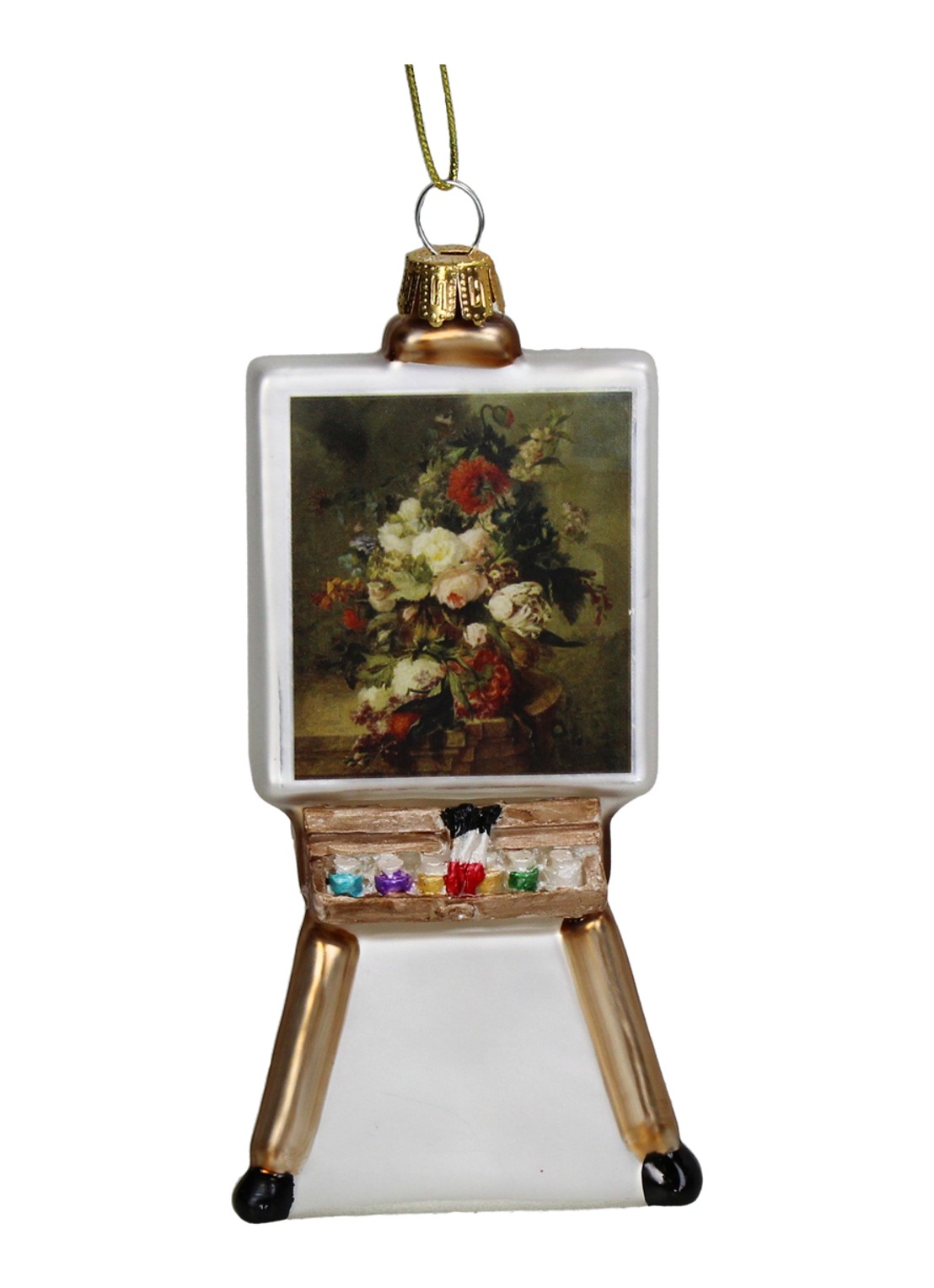 Kersten Schilderij op Ezel kersthanger 12,8 cm - voorkant beige