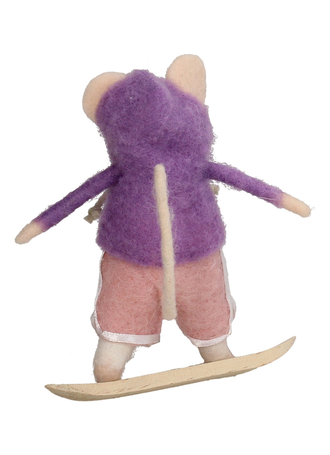 Kersten Snowboardende Muis kersthanger 11,5 cm - achterkant 2 lila