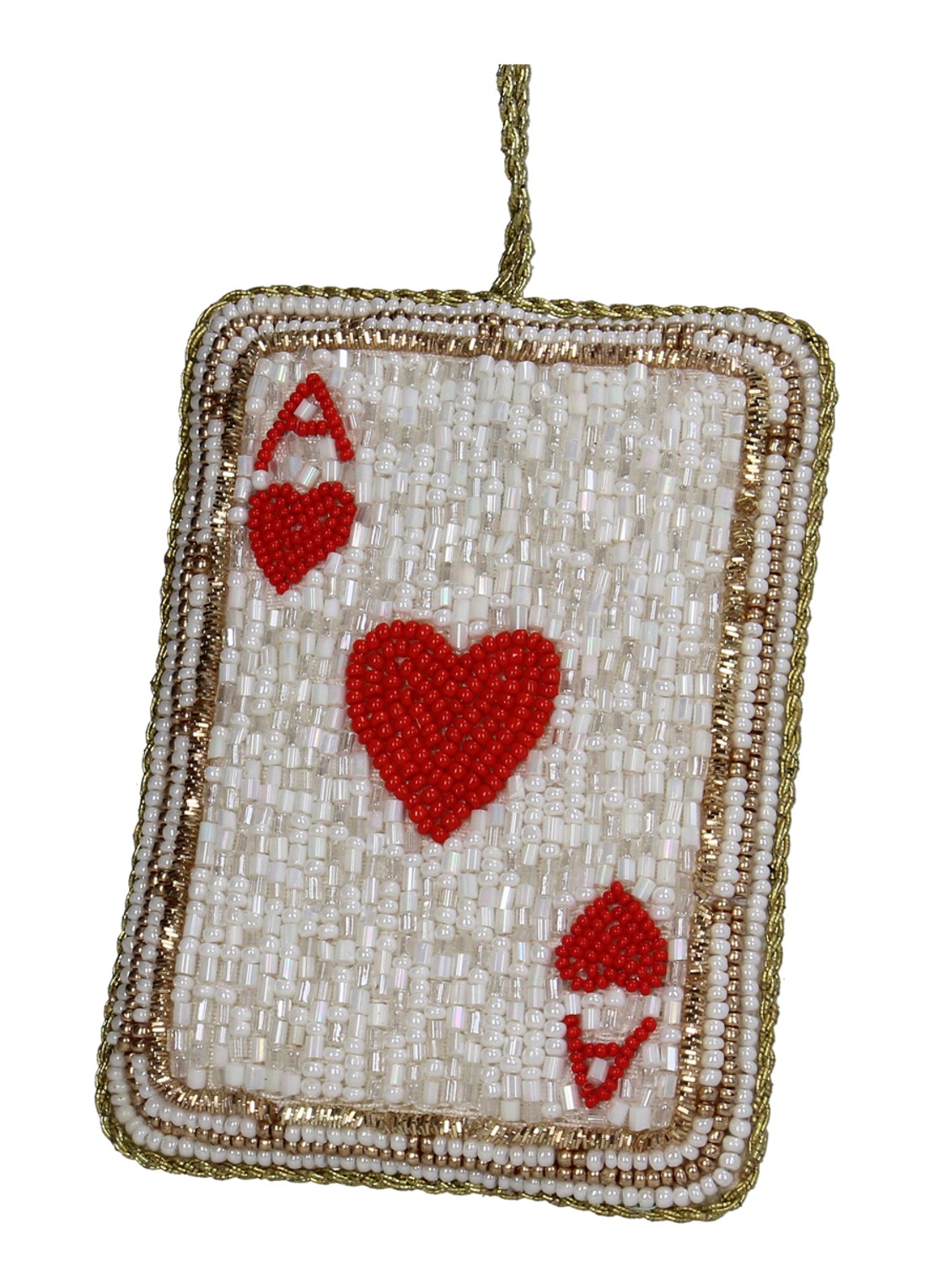Kersten Speelkaart kersthanger 10 cm - voorkant 2 rood