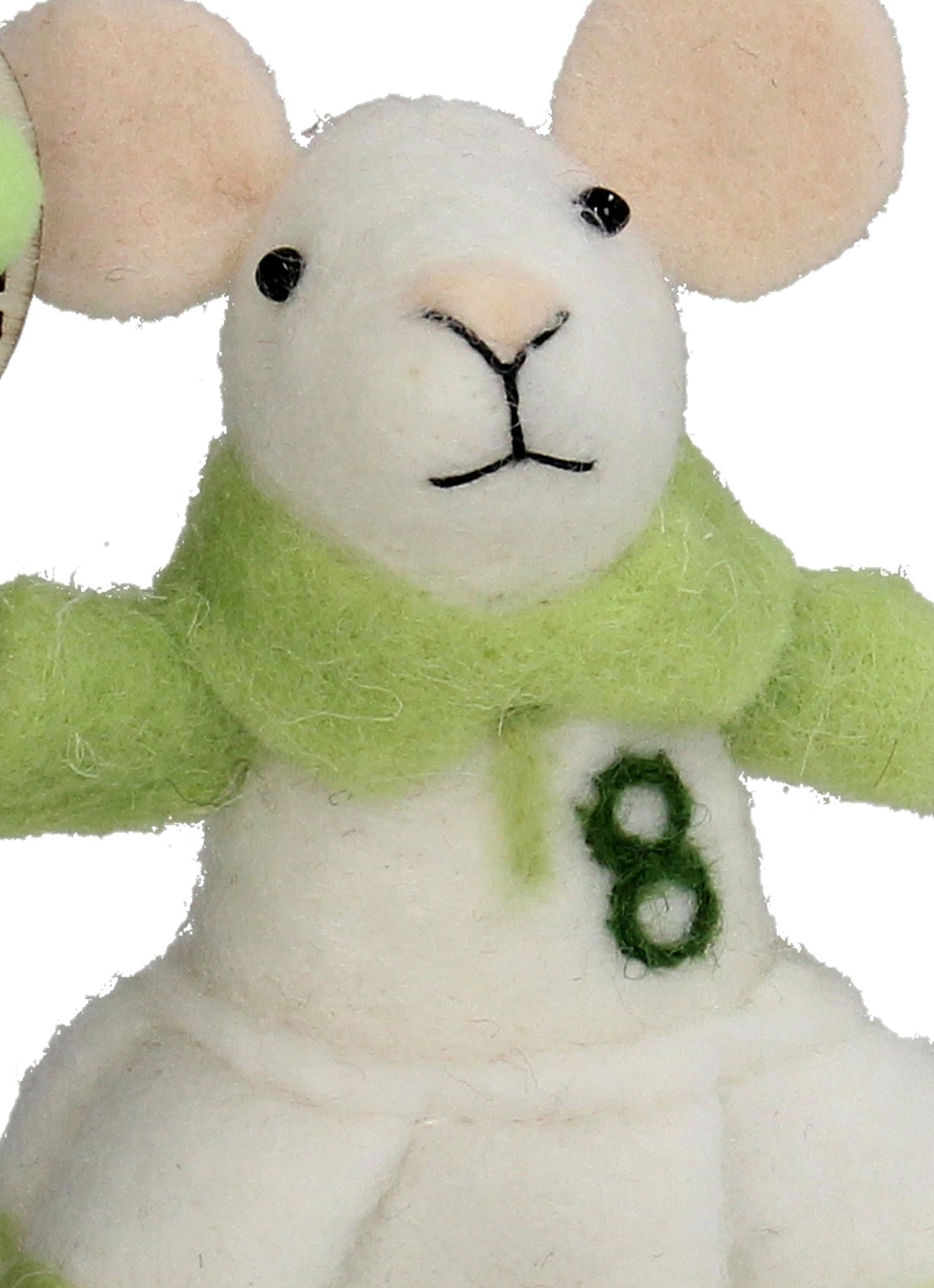 Kersten Tennis Muis kersthanger 11,5 cm - detail groen