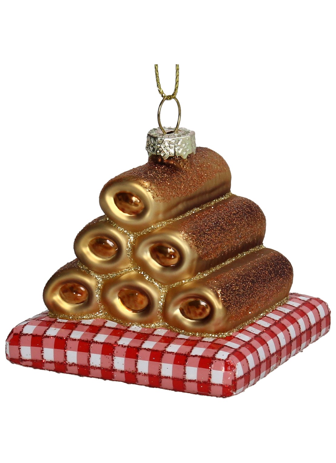 Kersten Worstenbroodje kersthanger 6,3 cm - voorkant 2 rood