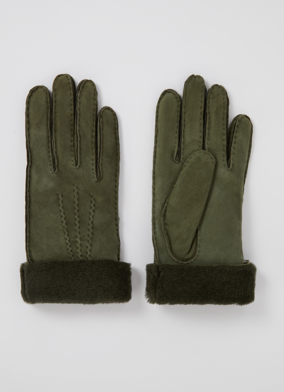 Kessler Ilvy handschoenen van suède - voorkant olijfgroen