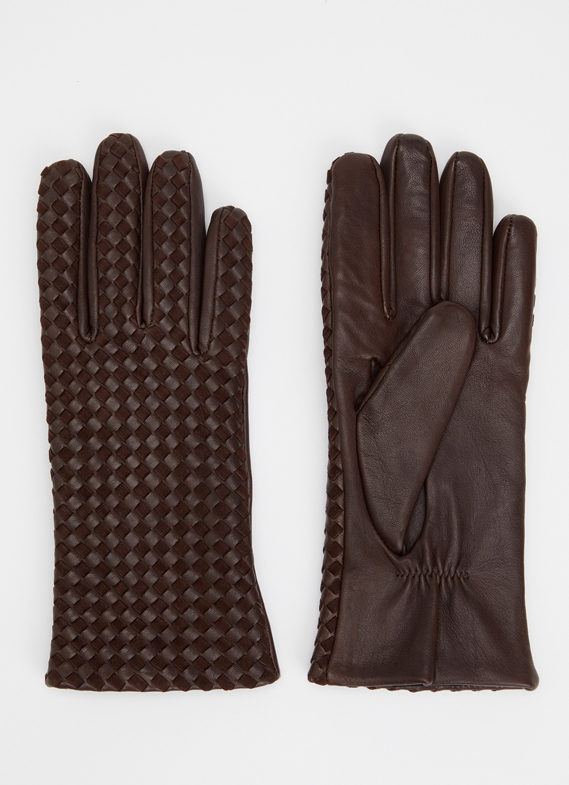 Kessler Mila handschoenen van leer met gevlochten detail - voorkant camel