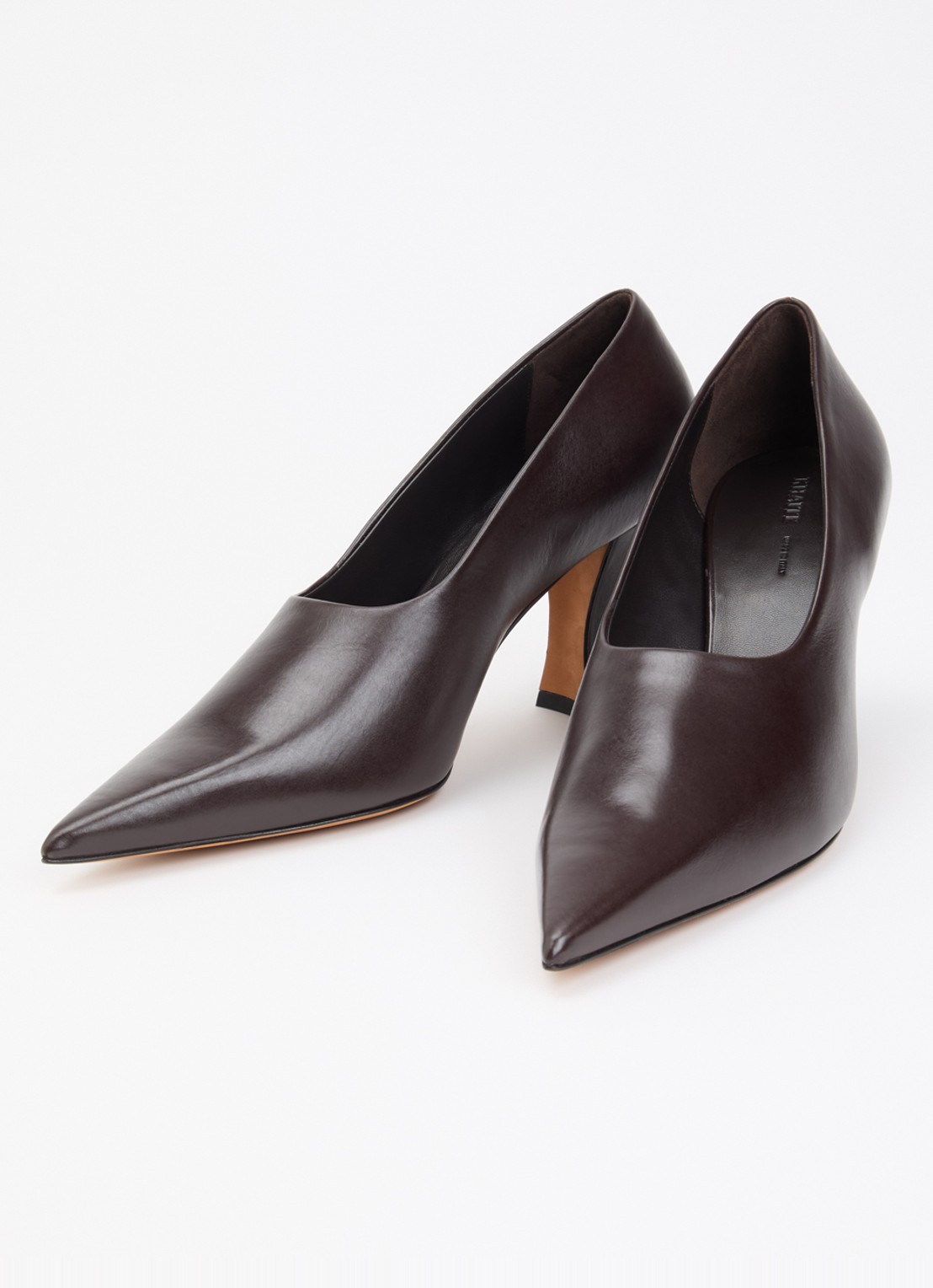 Khaite Colleen pump van kalfsleer - detail 2 chocoladebruin