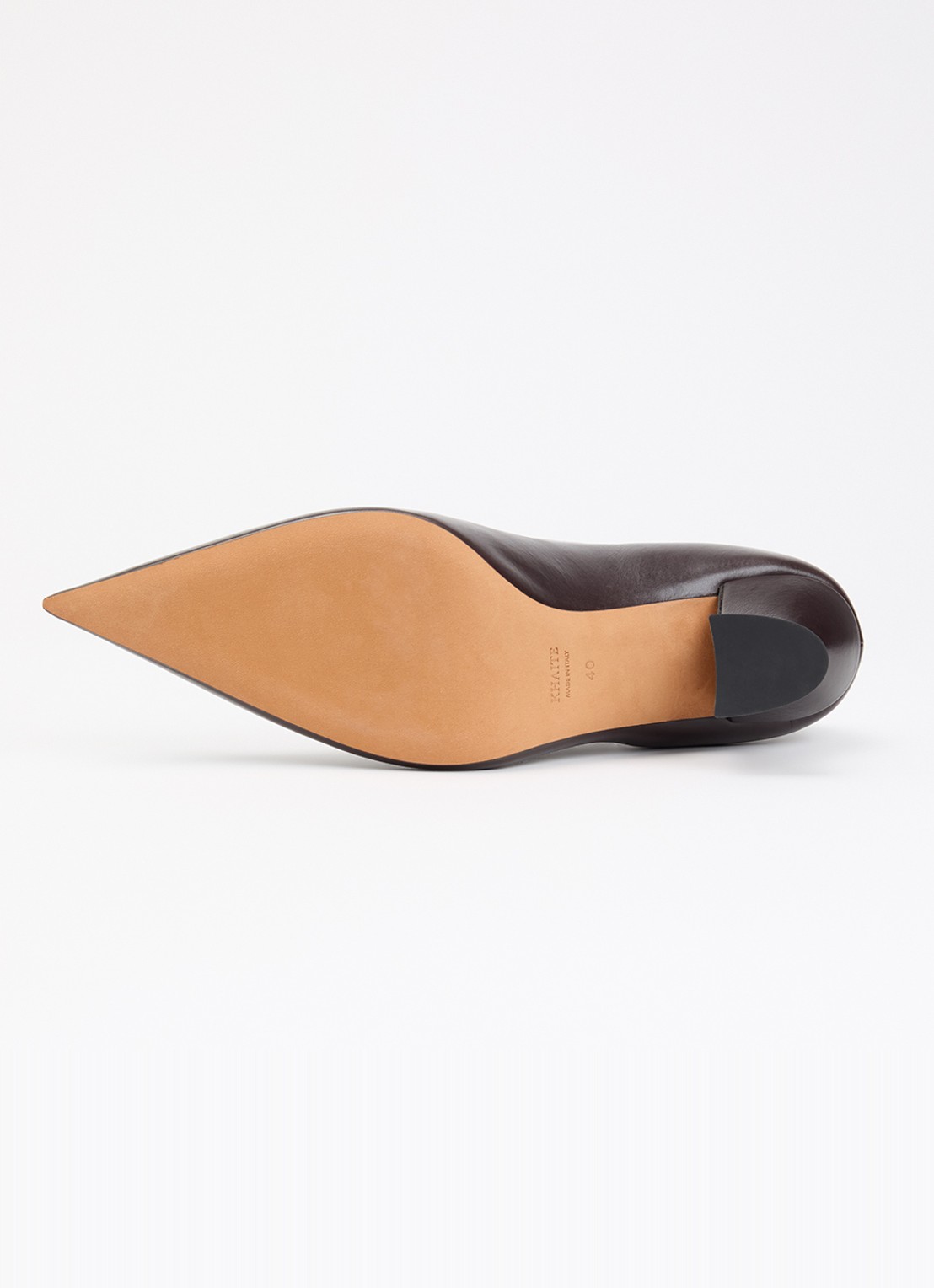 Khaite Colleen pump van kalfsleer - detail 4 chocoladebruin