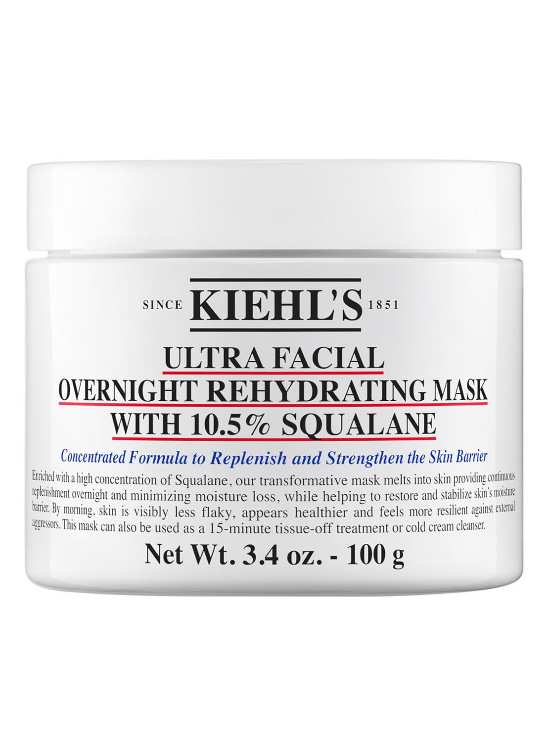 Kiehl's Ultra Facial Overnight Hydrating Mask With 10,5% Squalane - nachtmasker - voorkant 6 undefined