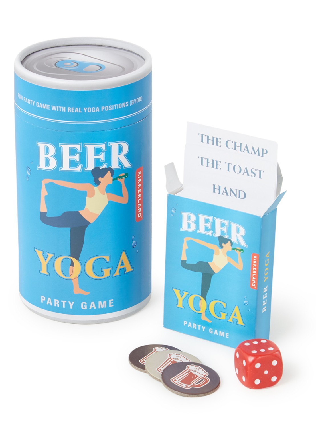 Kikkerland Bier Yoga kaartspel - voorkant blauw