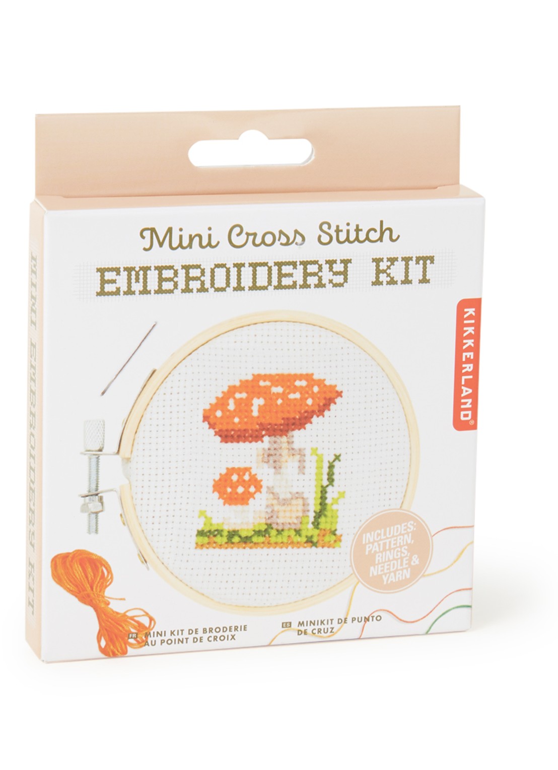 Kikkerland Mushroom mini kruissteek borduurset - voorkant 2 wit