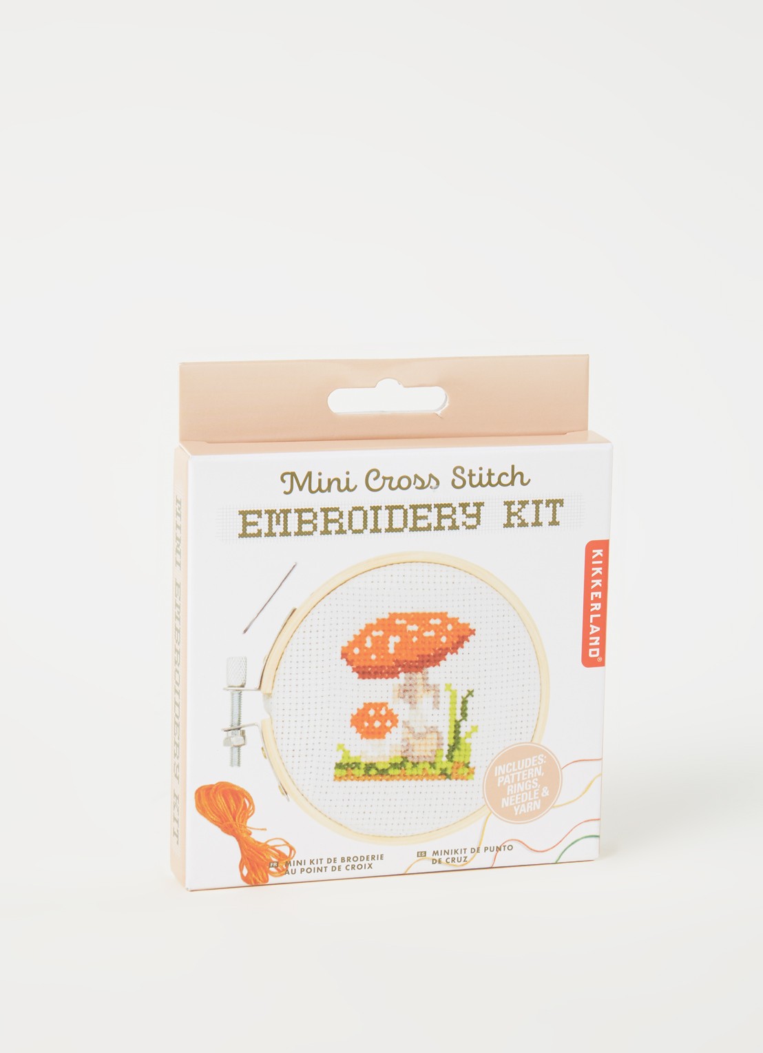Kikkerland Mushroom mini kruissteek borduurset - voorkant 3 wit