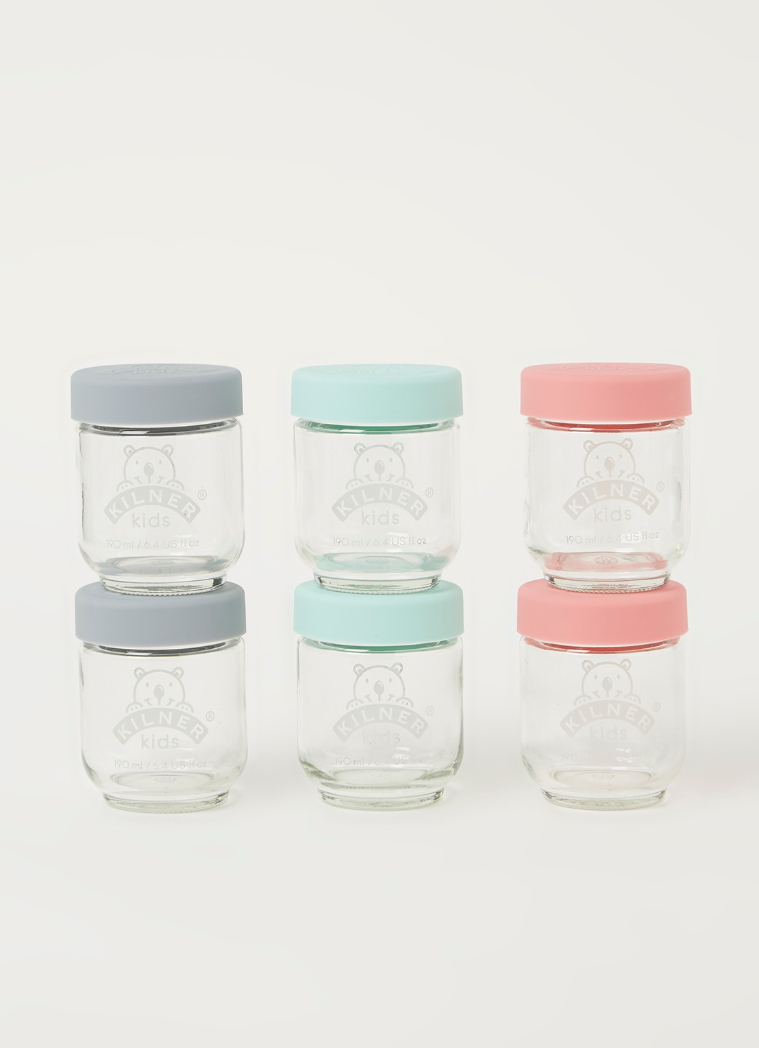 Kilner Pot voor babyvoeding set van 6 - voorkant 3 transparant