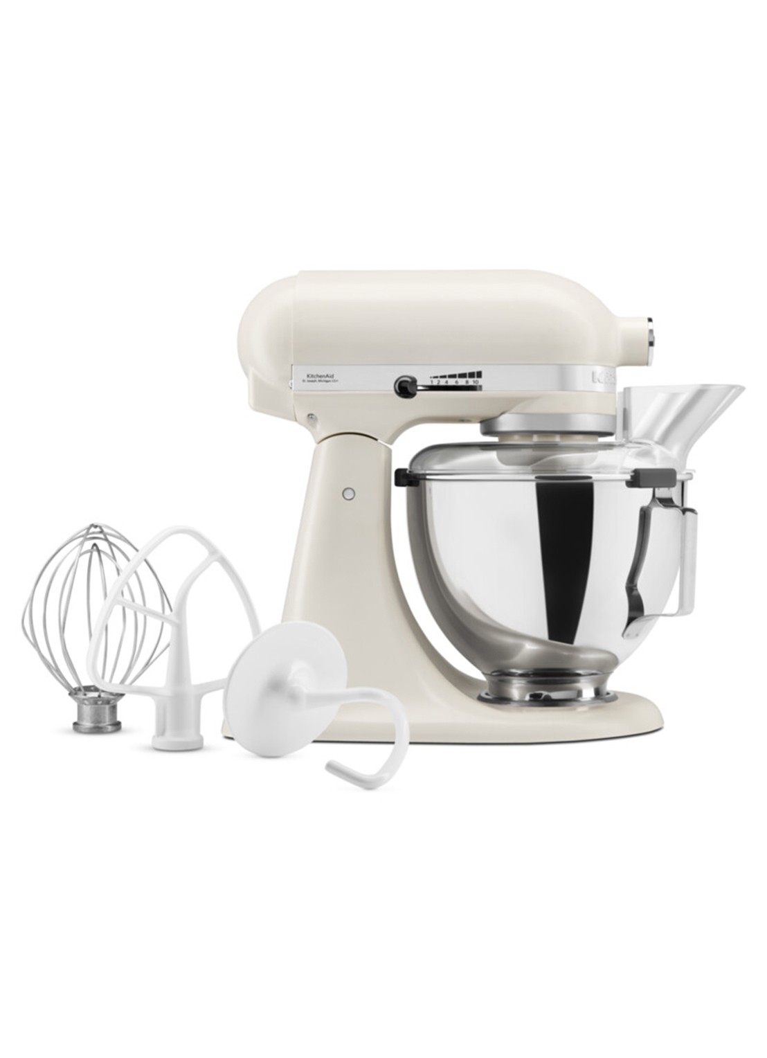KitchenAid Artisan keukenmachine met kantelbare kop 4,3 liter 5KSM95PS - voorkant 5 wit