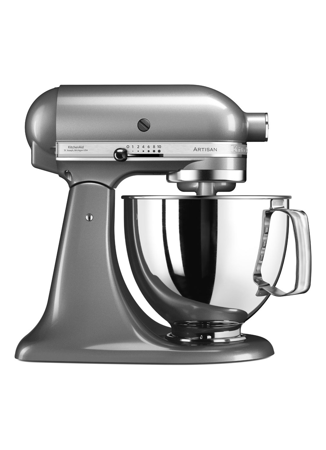 KitchenAid Artisan keukenmachine met kantelbare kop 4,8 liter 5KSM125ECU - Contour Zilver - voorkant contour zilver