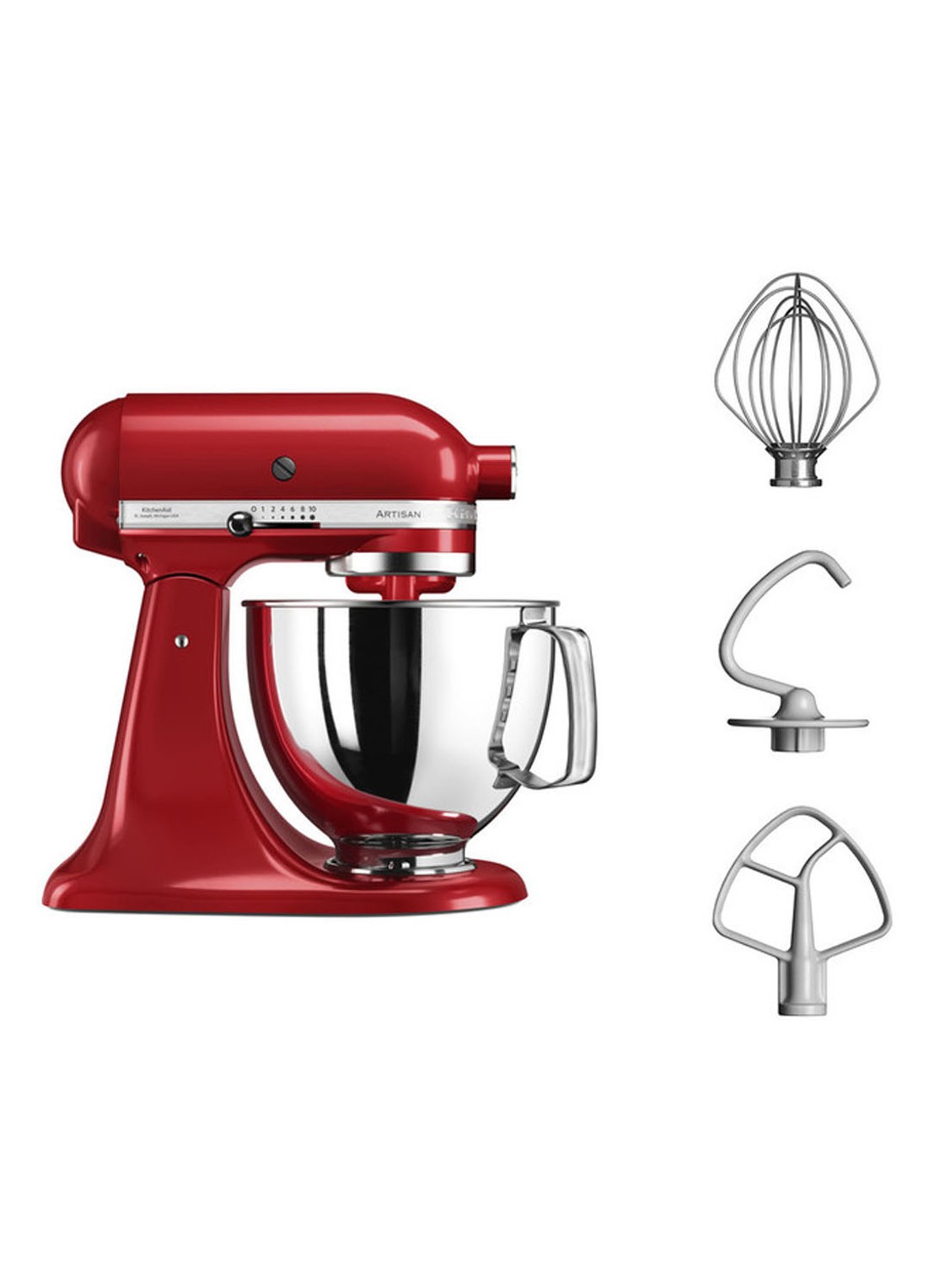 KitchenAid Artisan keukenmachine met kantelbare kop 4,8 liter 5KSM125EER - Keizerrood - detail keizerrood