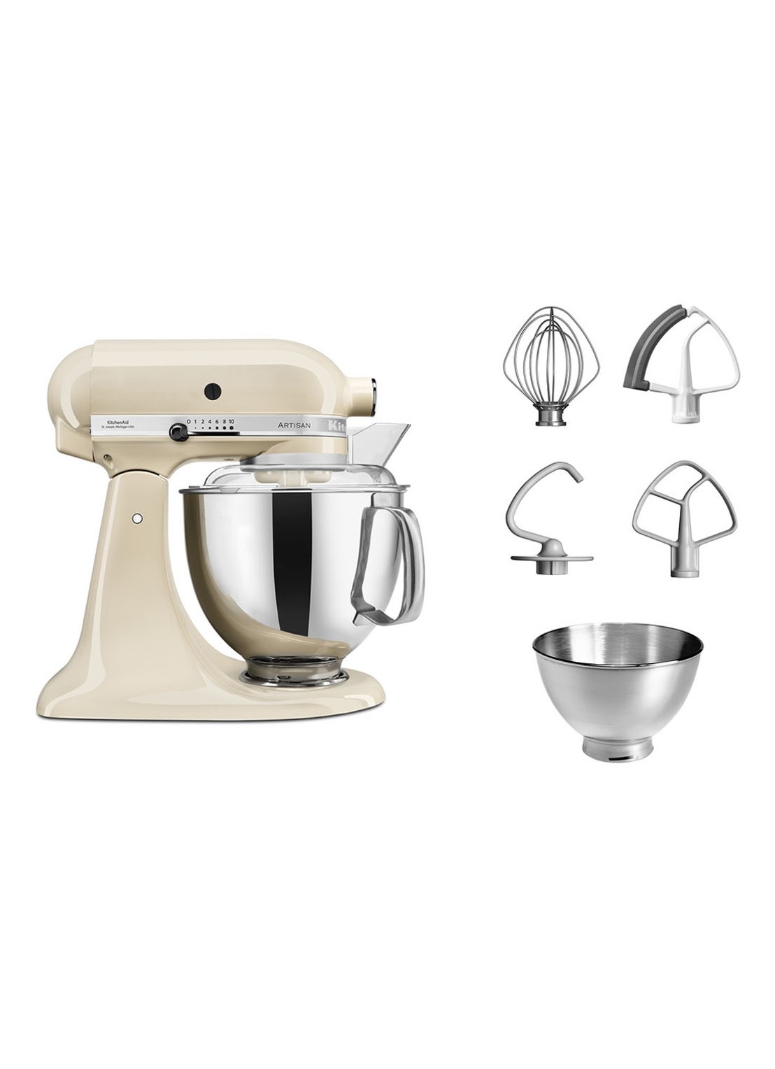 KitchenAid Artisan keukenmachine met kantelbare kop 4,8 liter 5KSM175PSEAC - Amandelwit - detail 2 amandelwit