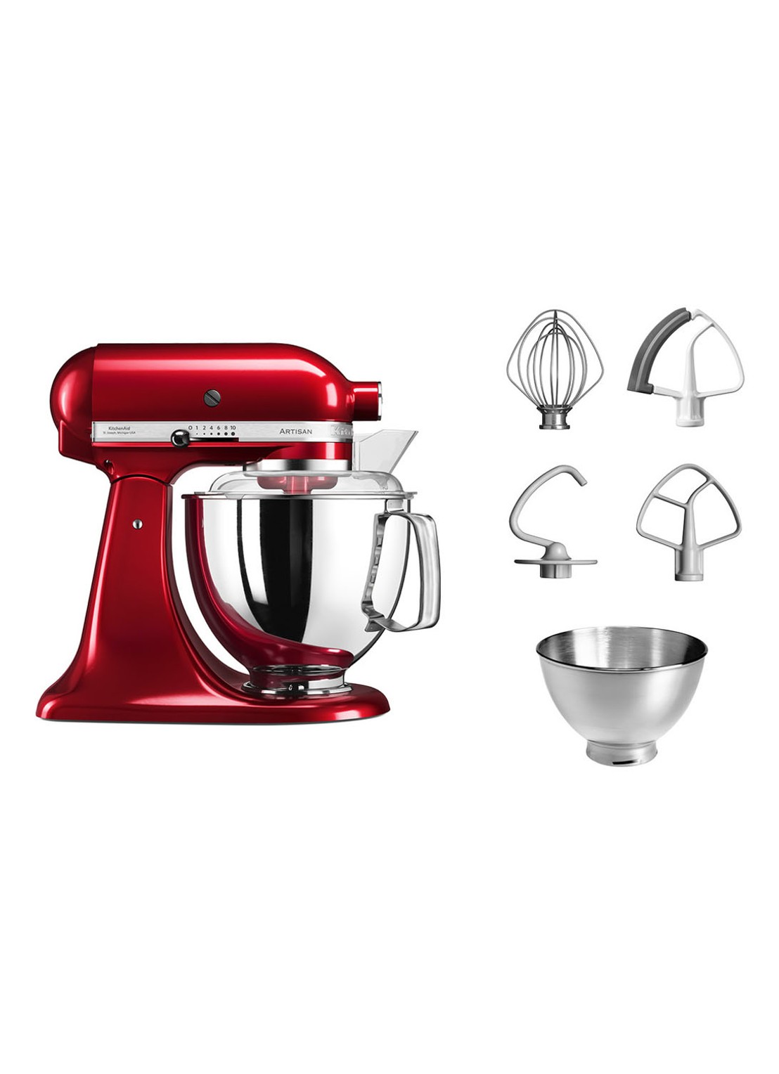 KitchenAid Artisan keukenmachine met kantelbare kop 4,8 liter 5KSM175PSECA - Appelrood - detail 4 appelrood