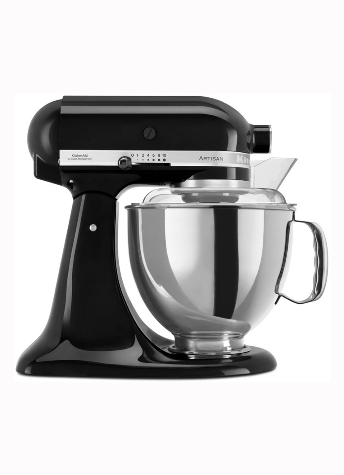 KitchenAid Artisan keukenmachine met kantelbare kop 4,8 liter 5KSM175PSEOB - Onyx Zwart - voorkant onyx zwart