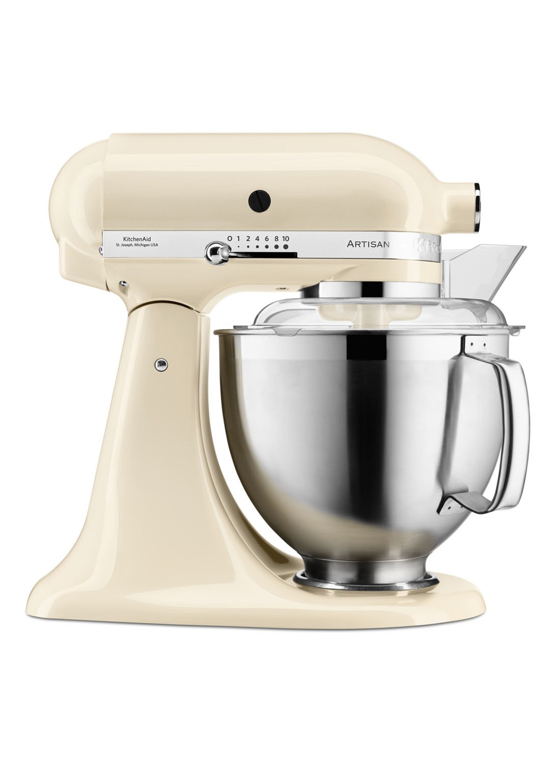 KitchenAid Artisan keukenmachine met kantelbare kop 4,8 liter 5KSM185PSEAC - Amandelwit - voorkant creme