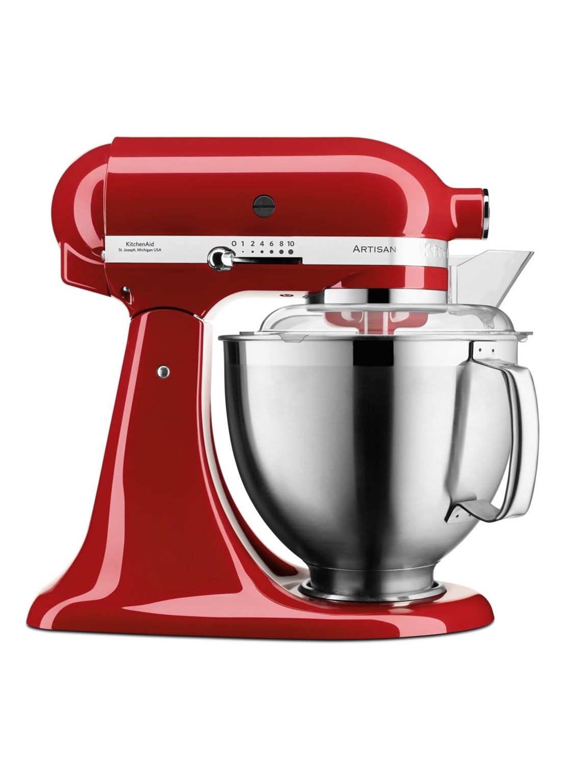 KitchenAid Artisan keukenmachine met kantelbare kop 4,8 liter 5KSM185PSEER - Keizerrood - voorkant 6 keizerrood