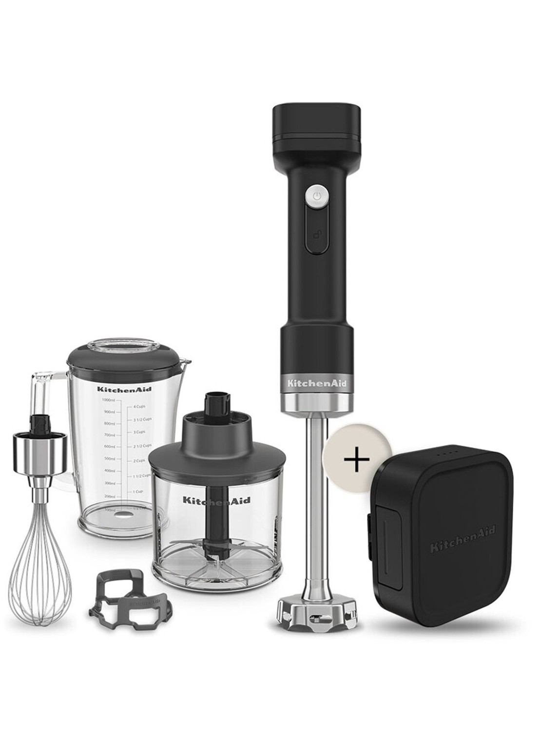 KitchenAid Go draadloze staafmixer 5KHBRV75BM - voorkant 2 zwart