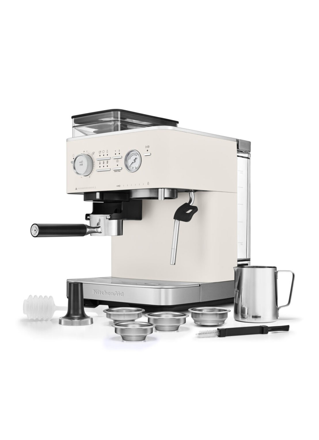 KitchenAid Halfautomatische espressomachine met koffiemolen - voorkant 2 wit