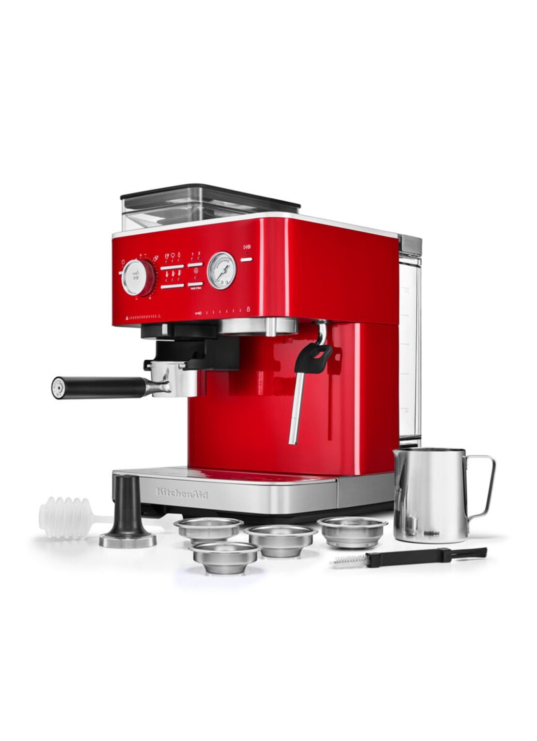 KitchenAid Halfautomatische espressomachine met koffiemolen - voorkant 8 rood