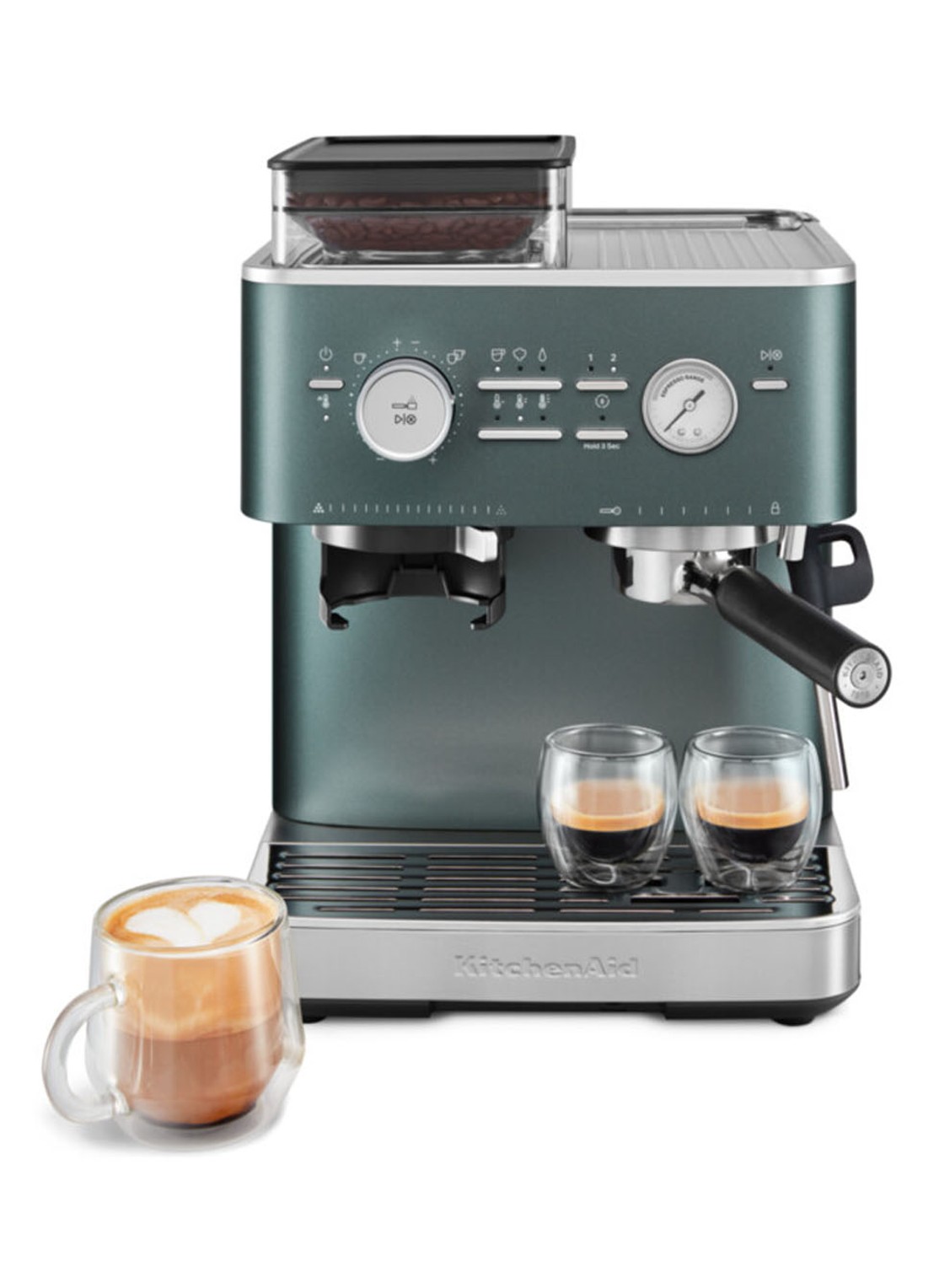 KitchenAid Halfautomatische espressomachine met koffiemolen - voorkant 2 groen