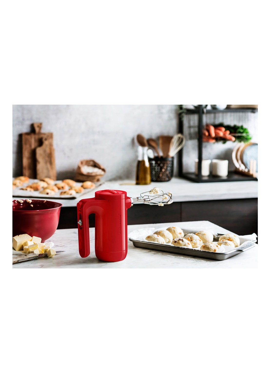 KitchenAid Handmixer 5KHMB732 - Keizerrood - voorkant 2 steenrood