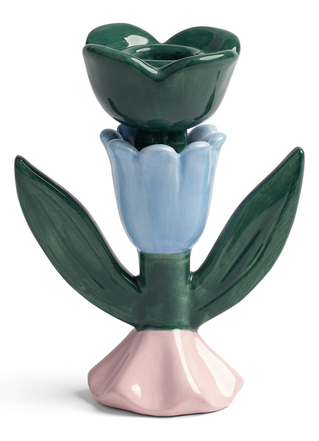 &Klevering Blume kandelaar 14 cm - voorkant 2 donkergroen