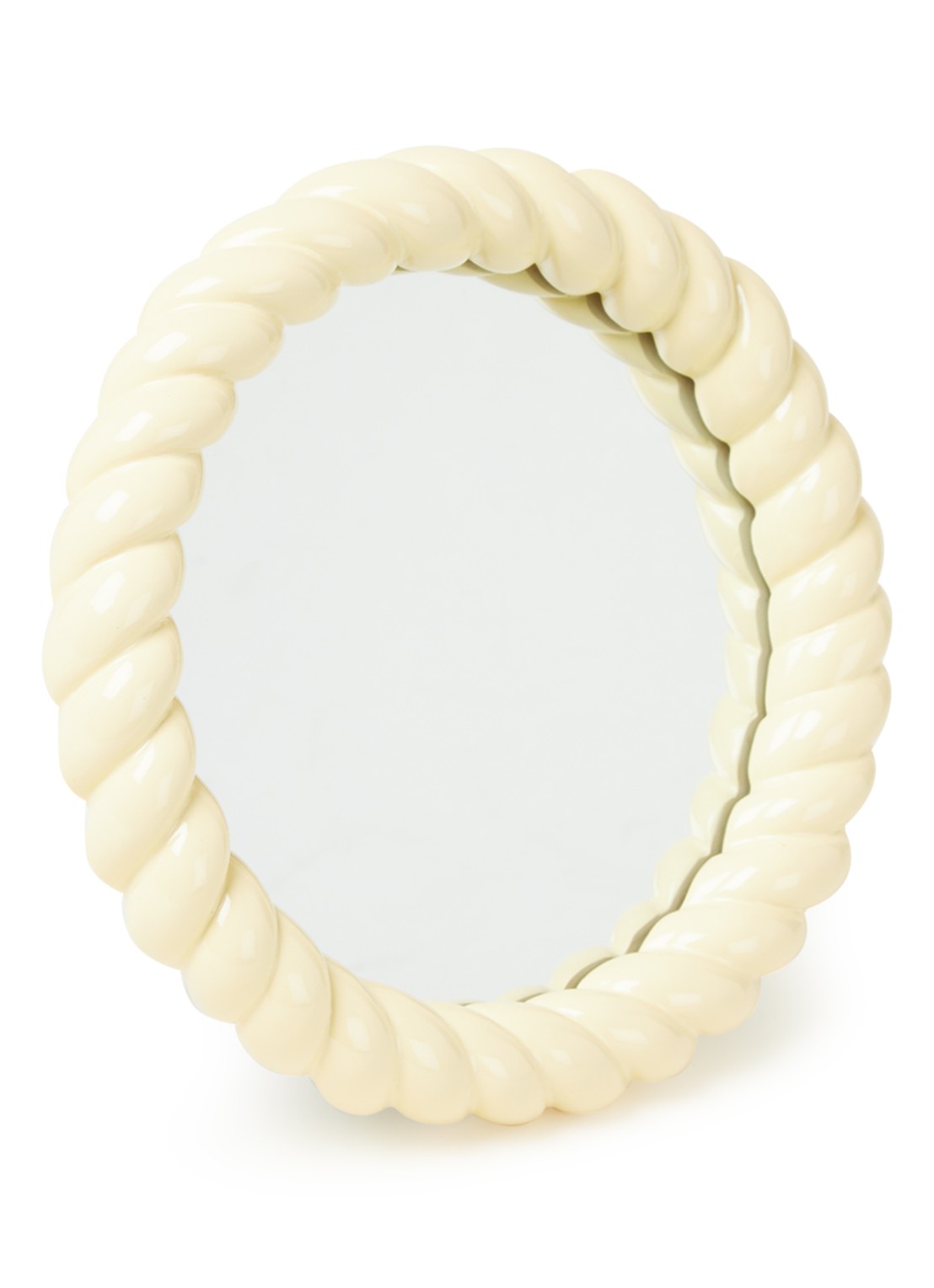 &Klevering Braid Round spiegel  - voorkant 2 lichtgeel