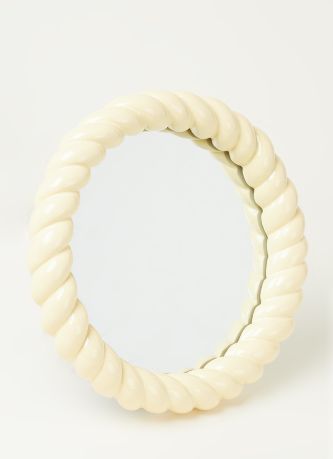 &Klevering Braid Round spiegel  - voorkant 3 lichtgeel