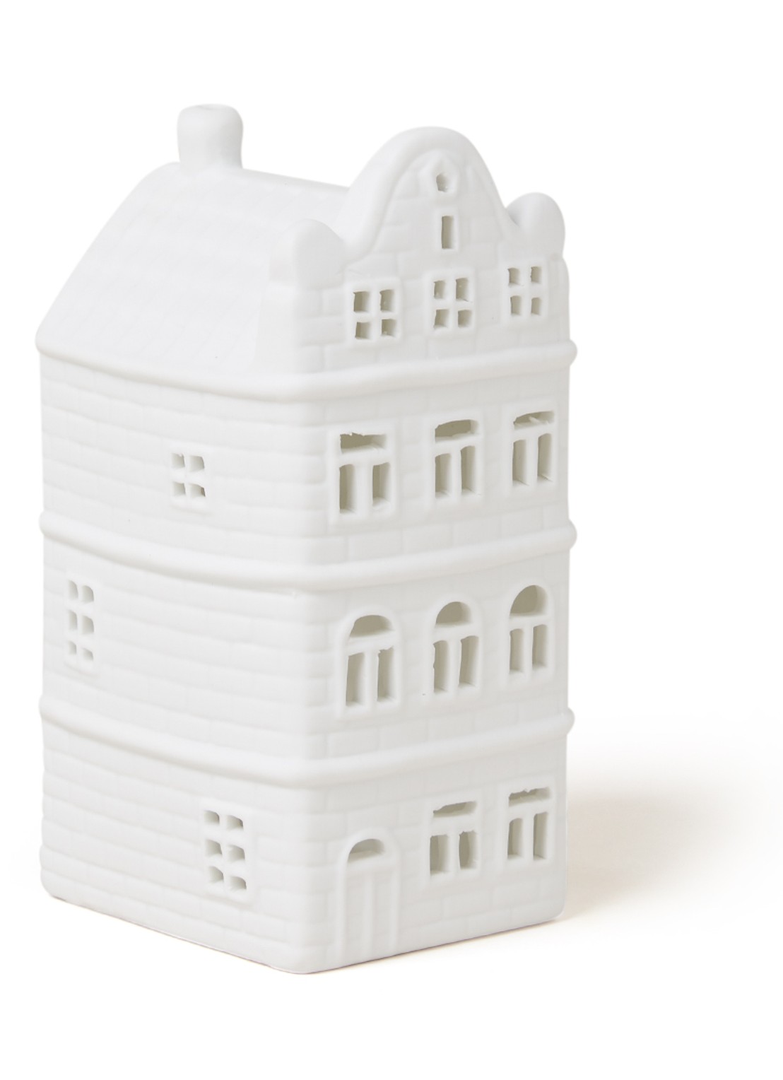 &Klevering Canal house waxinelichthouder 13 cm - voorkant wit