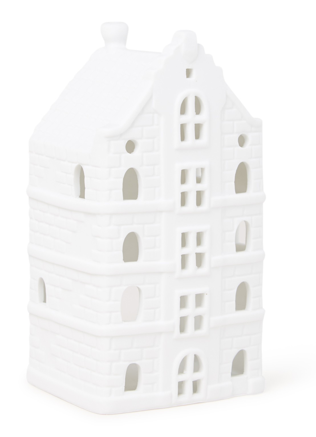 &Klevering Canal house waxinelichthouder 16 cm - voorkant wit