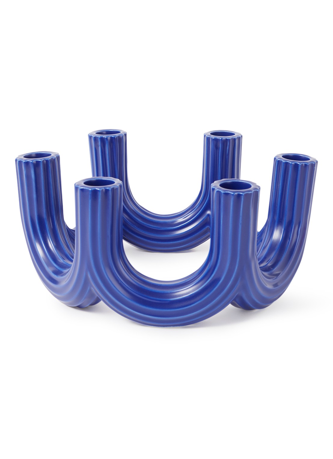 &Klevering Churros kandelaar 23,5 cm - voorkant kobaltblauw