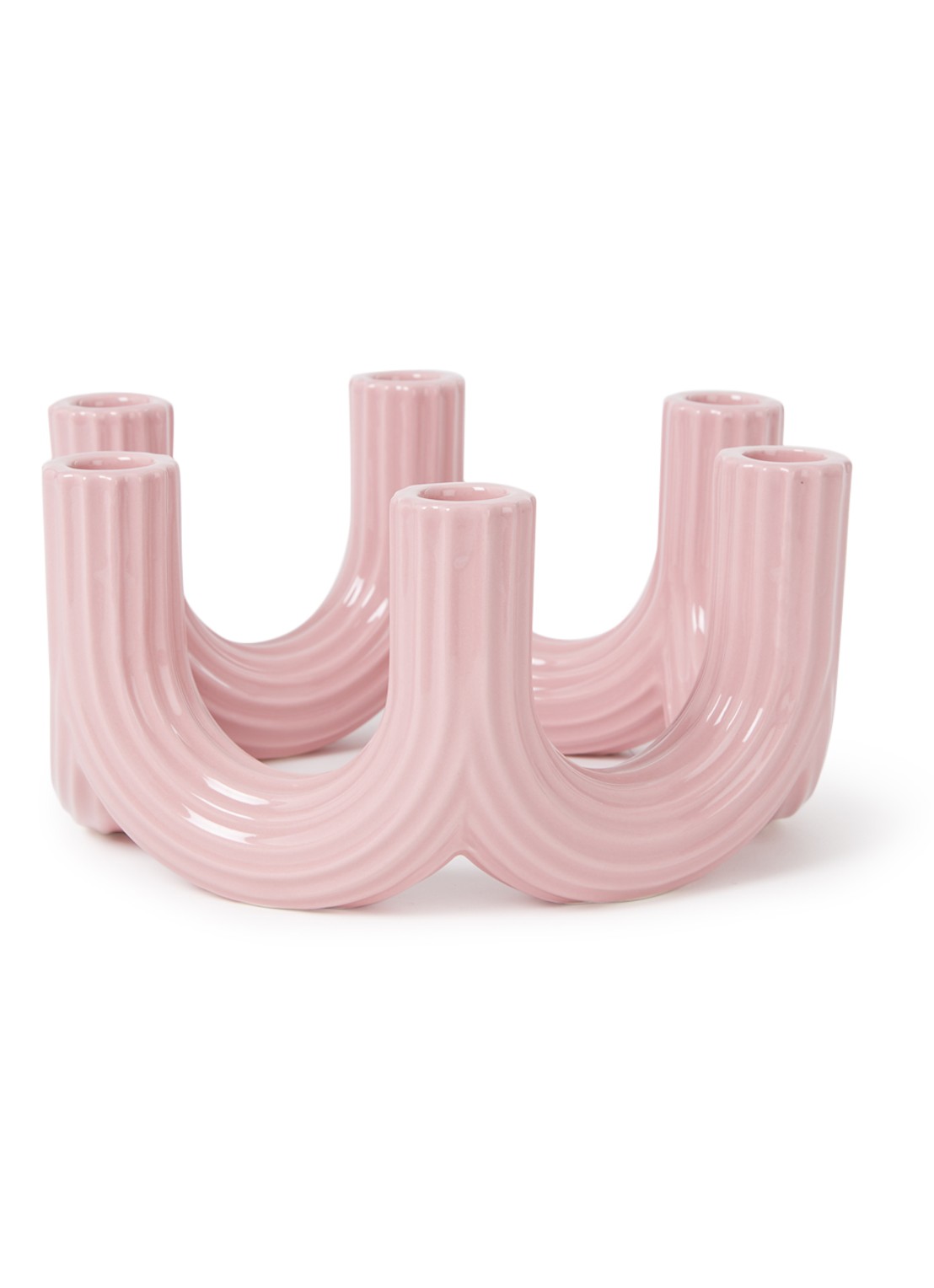 &Klevering Churros kandelaar 23,5 cm - voorkant lichtroze