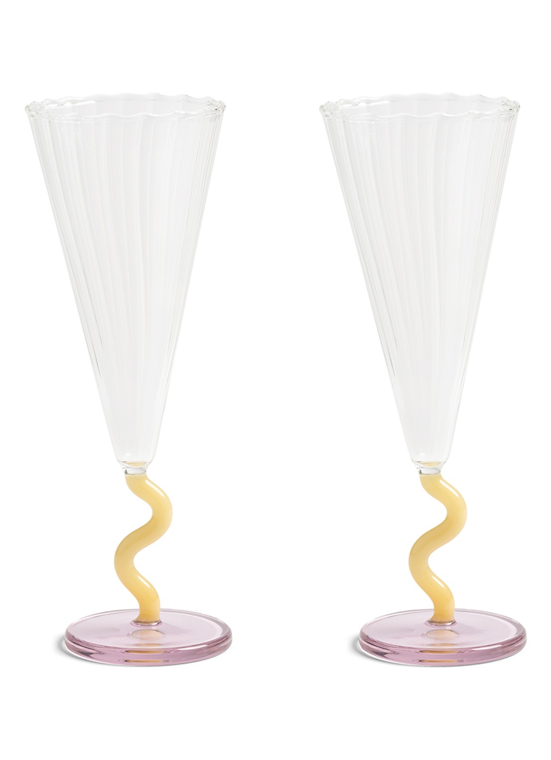&Klevering Curve champagneglas set van 2 - voorkant roze