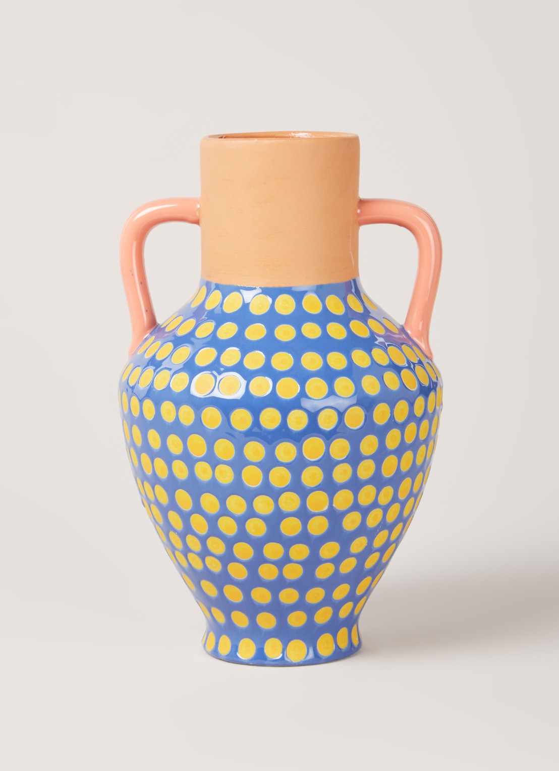 &Klevering Dotted vaas 25 cm  - voorkant 3 blauw
