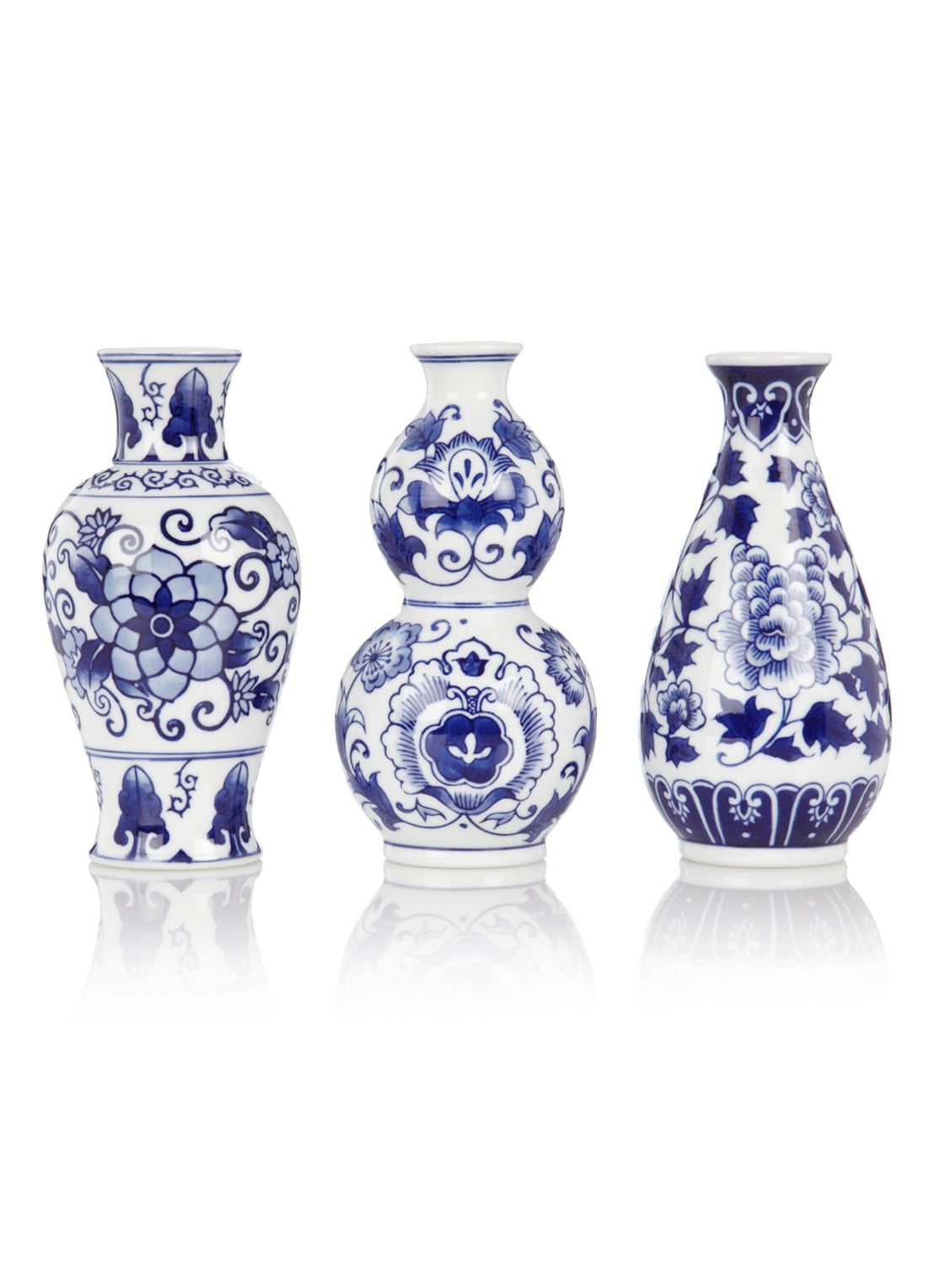 &Klevering Dutch Delight vazen in set van 3 - voorkant blauw