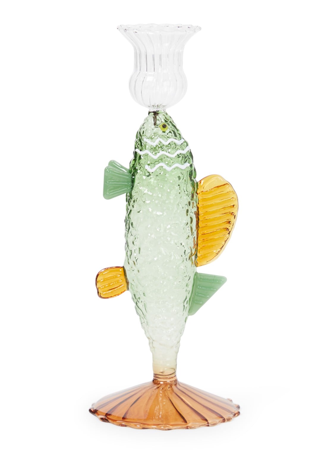 &Klevering Fish kandelaar 21 cm - voorkant groen