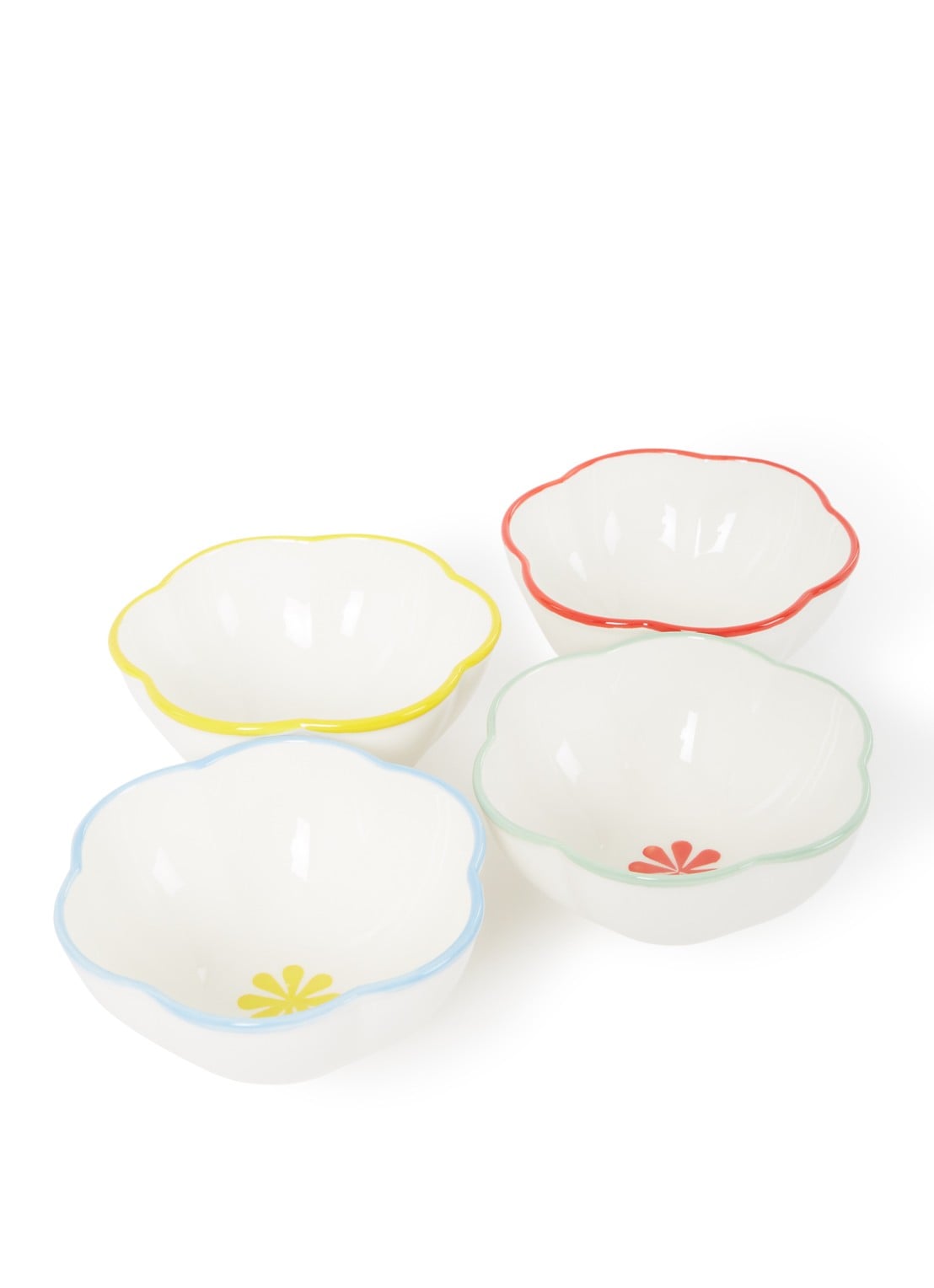 &Klevering Folk kom 12,5 cm set van 4 - voorkant wit
