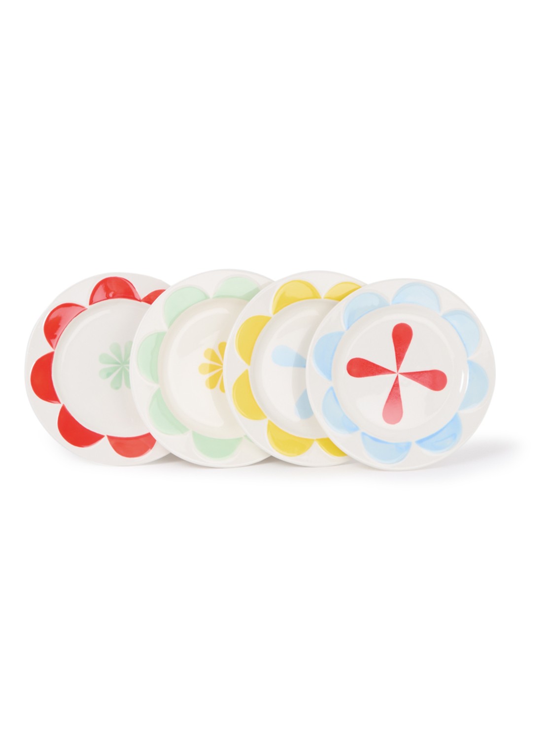 &Klevering Folk ontbijtbord 17,5 cm set van 4 - voorkant 3 wit