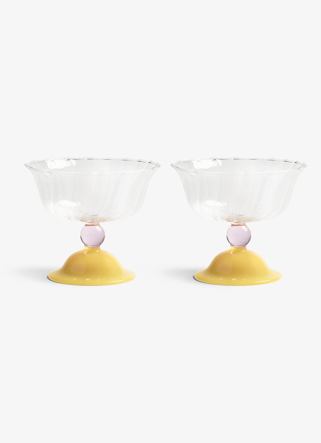 &Klevering Glazen tulp coupe set van 2 - voorkant roze