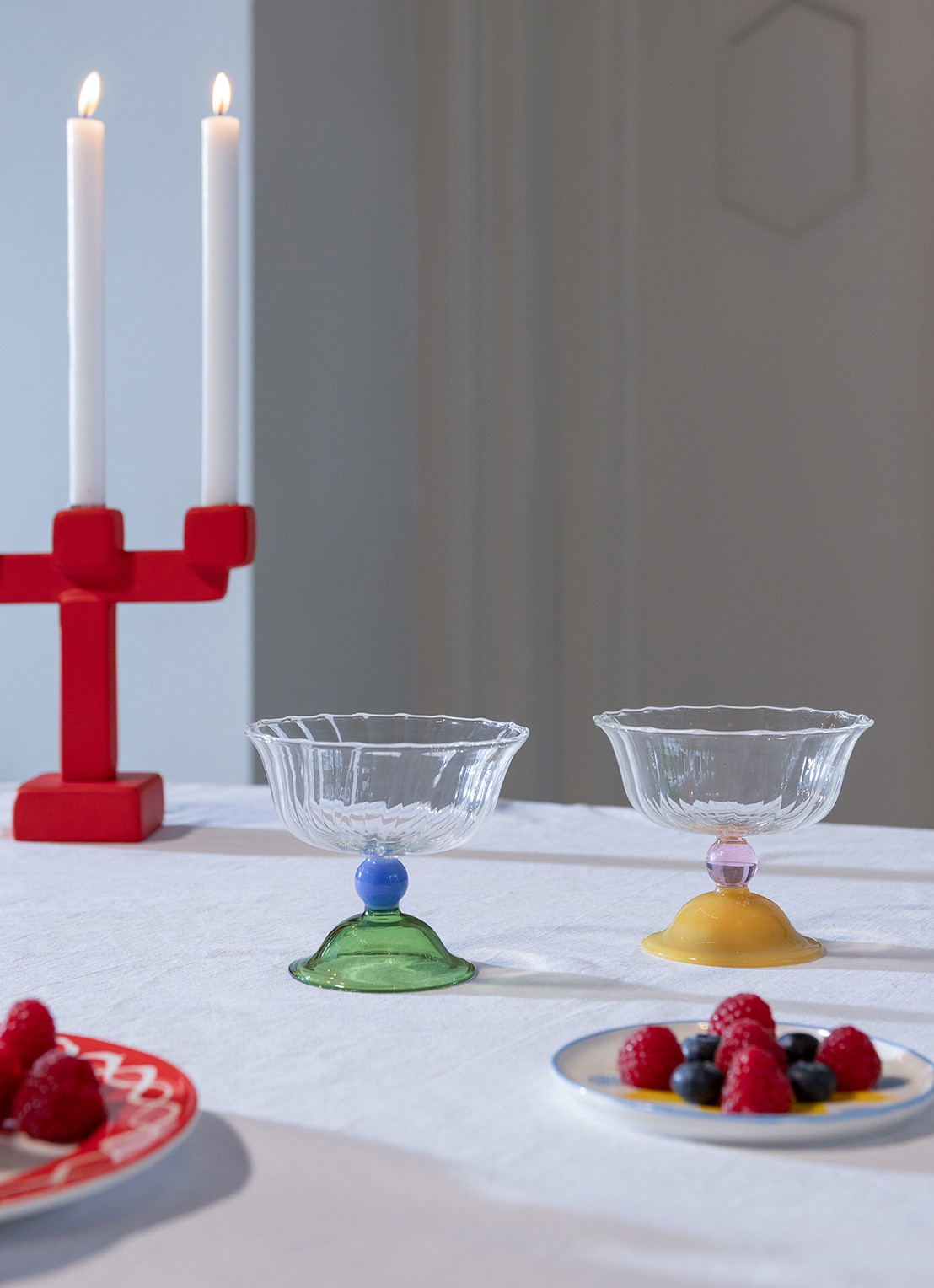 &Klevering Glazen tulp coupe set van 2 - detail 3 groen