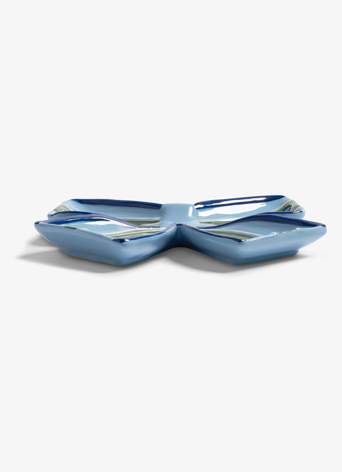 &Klevering Lint bord van keramiek 22 cm - voorkant 2 blauw