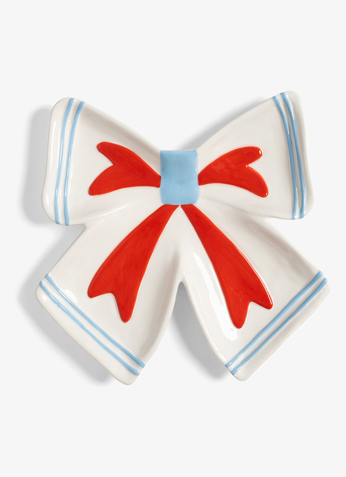&Klevering Lint bord van keramiek 22 cm - voorkant rood
